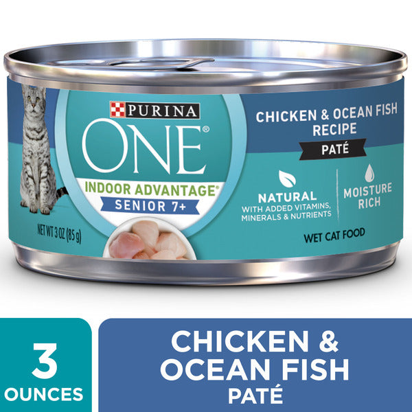 Purina ONE Grain Free Senior Pate Wet Cat Food, Chicken & Whitefish