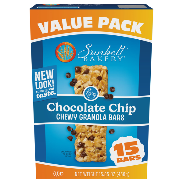 Barres de granola moelleuses aux pépites de chocolat Sunbelt Bakery - Pack économique