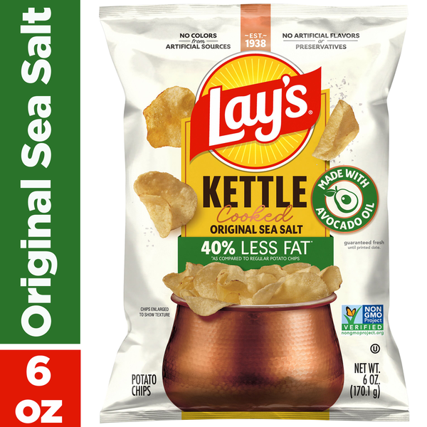 Lay's Kettle Cooked Potato Chips - Original Sea Salt