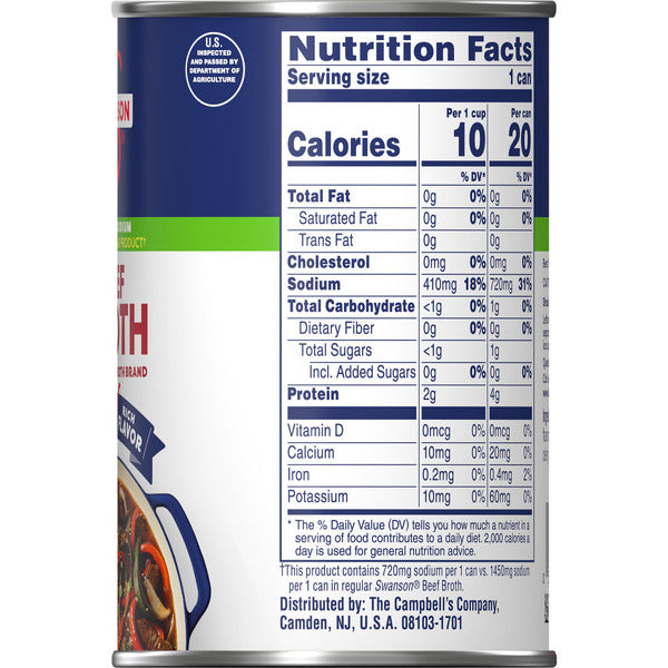 Bouillon de bœuf à 50 % de sodium en moins de Swanson