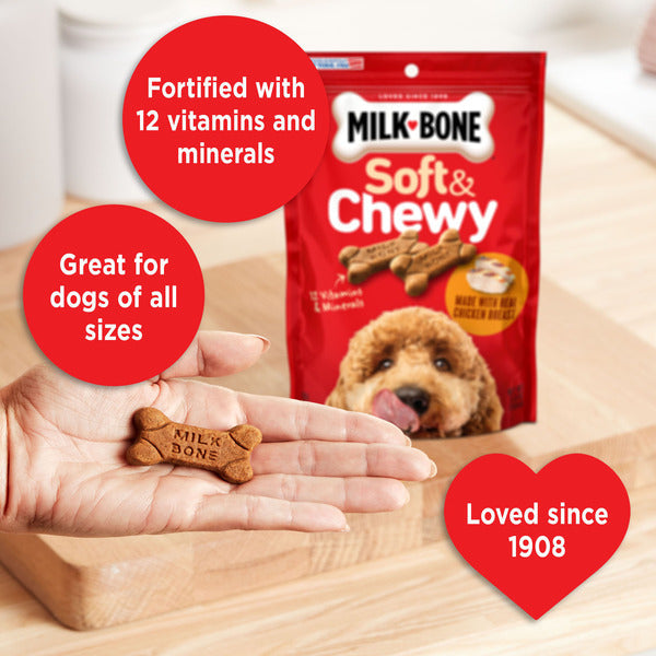 Friandises pour chiens Milk-Bone, tendres et moelleuses, recette au poulet