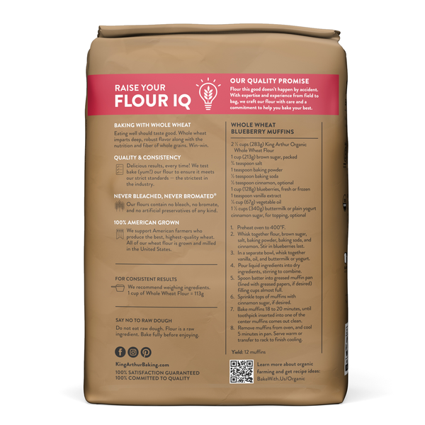 King Arthur 100% Organic Whole Wheat Flour - Premium Quality