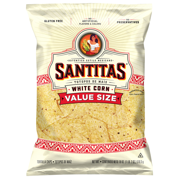 SANTITAS Tortilla Chips de Maíz Blanco Tamaño Familiar