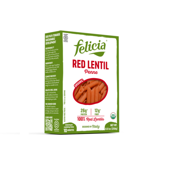 Penne de lentilles rouges biologiques Felicia