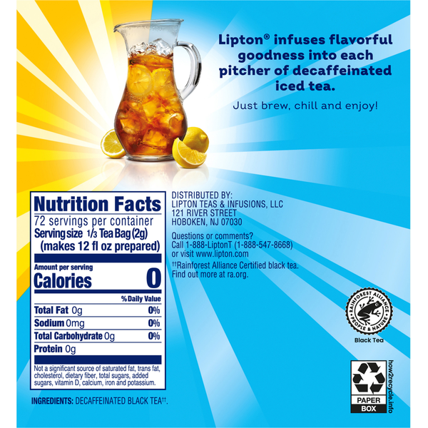 Thé glacé décaféiné Lipton taille familiale