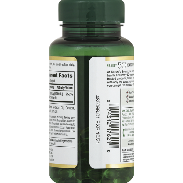 Nature's Bounty Vitamine D3, 50 mcg, Gélules à Libération Rapide
