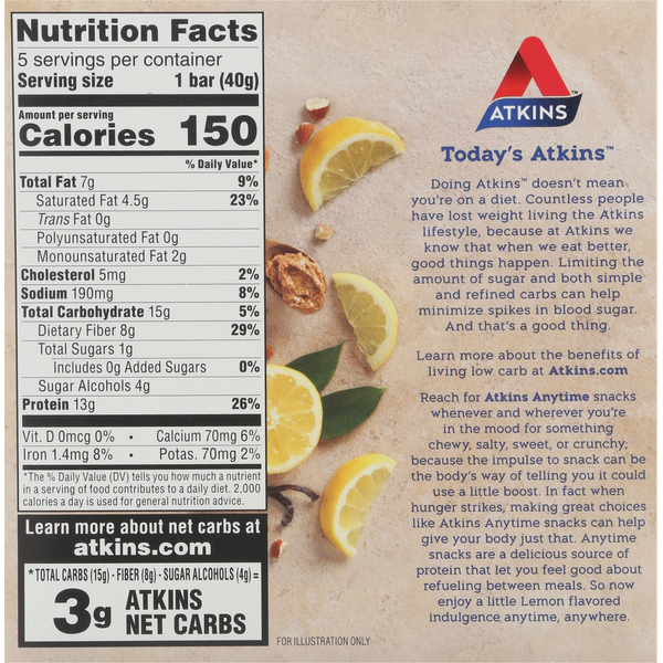 Atkins Gluten Free Lemon Snack Bar
