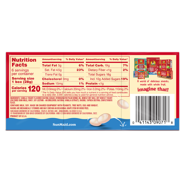 Pasas Cubiertas de Yogur de Vainilla Sun-Maid