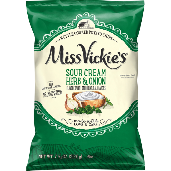 Chips de pommes de terre cuites à la casserole Miss Vickie's à la crème sure, aux herbes et à l'oign