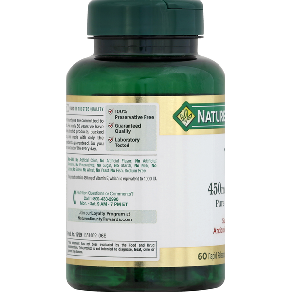 Nature's Bounty Vitamin E Softgels - Pure & Premium Quality