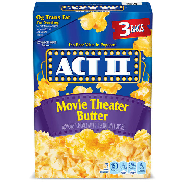 ACT II Palomitas de Maíz con Mantequilla de Cine para Microondas