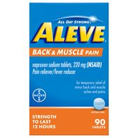 Comprimés de soulagement de la douleur au dos et aux muscles Aleve, 220 mg