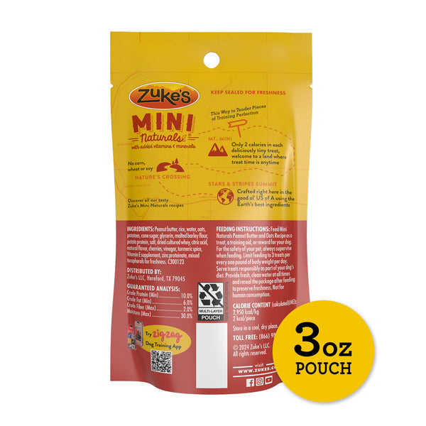 Friandises pour chiens Zuke's Mini Naturals à la vraie pâte d'arachide