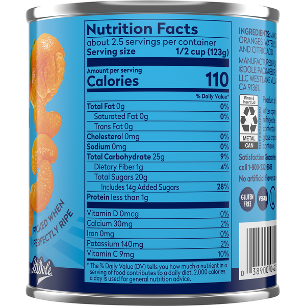 Dole Mandarin Oranges - Sweet and Juicy Canned Fruit