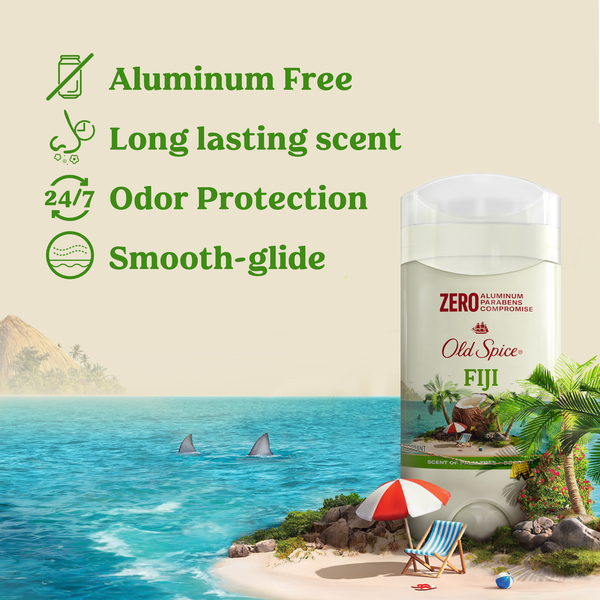 Desodorante para hombres Old Spice sin aluminio Fiji con palmera