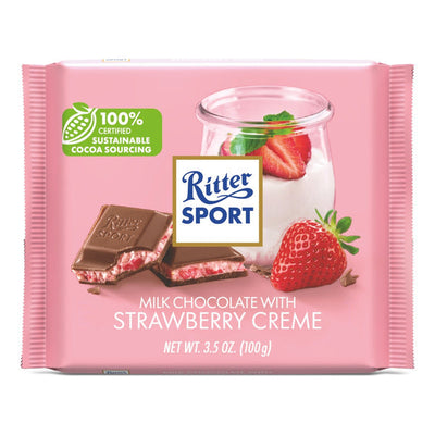 Ritter Sport Milk Chocolate Bar with Strawberry Crème Filling