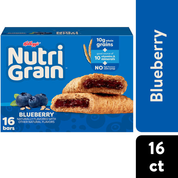 Barres de petit-déjeuner Kellogg’s Nutri-Grain aux myrtilles - Pack économique, 16 unités