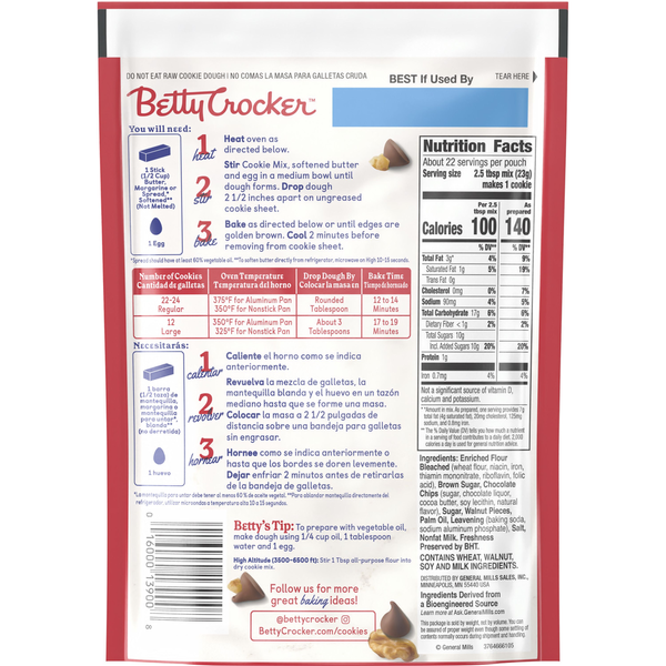 Mélange à biscuits aux noix et pépites de chocolat Betty Crocker
