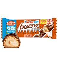 Barres de chocolat au lait Kinder Bueno avec gaufrettes croustillantes et crème de noisette