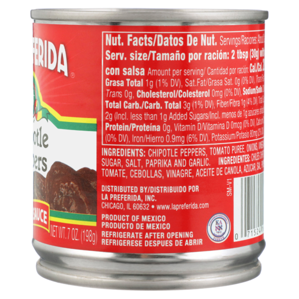 Piments chipotle entiers La Preferida dans une sauce adobo