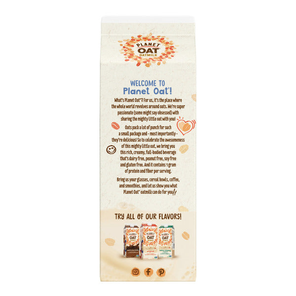 Planet Oat Leche de Avena Sin Azúcar con Sabor a Vainilla