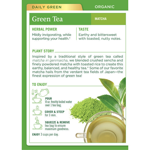 Té Verde Orgánico Matcha con Arroz Tostado - Té Herbal Sin Cafeína