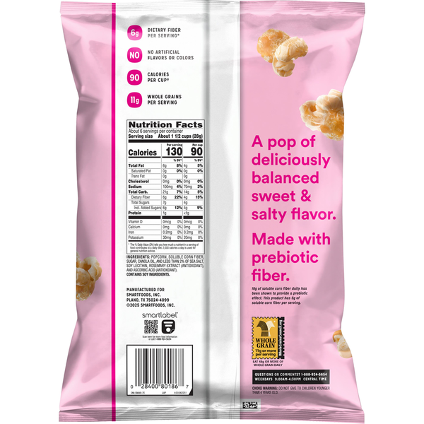 Smartfood Fiber Pop Palomitas Dulces y Saladas