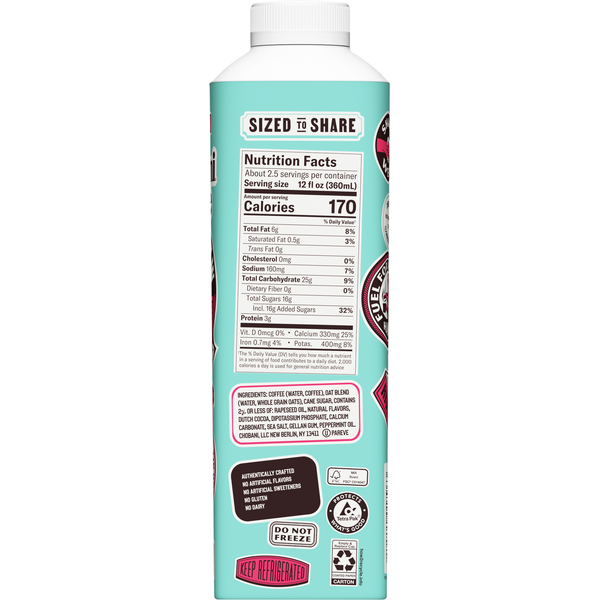 Chobani Café Frío Sin Lácteos con Leche de Avena - Menta Mocha