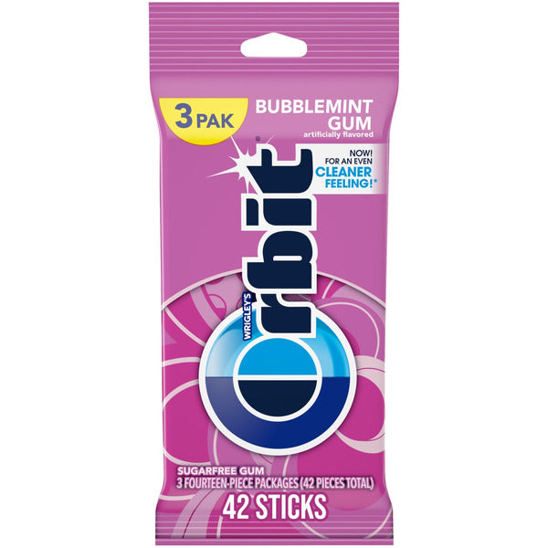 Gomme à mâcher Orbit Bubblemint sans sucre - Pack de 3