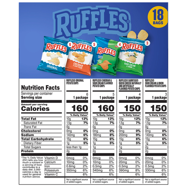 Paquet de variétés de chips Ruffles