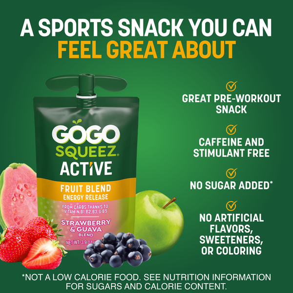 GoGo Squeez Énergie Active Mélange de Fruits Tropicaux Pochettes, 4 Pack
