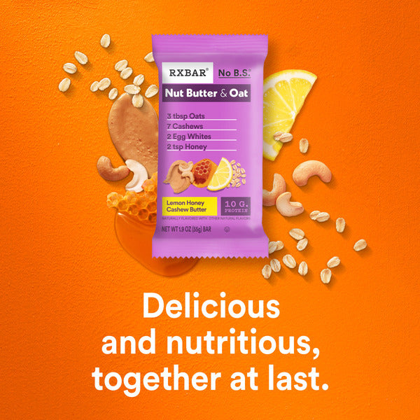 Barras de Proteína RXBAR Nut Butter y Avena con Limón y Miel de Anacardo - Paquete de 5