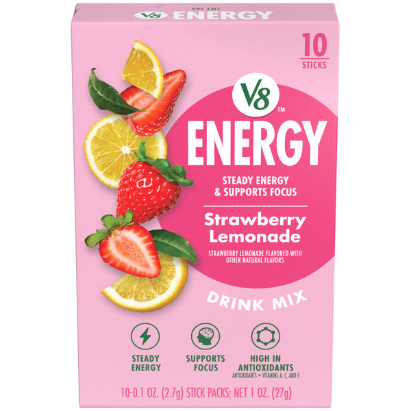 Poudre de citronnade à la fraise V8 Energy