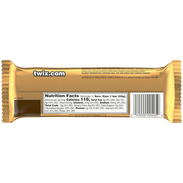 Barre de chocolat au lait TWIX avec caramel et biscuit - Taille à partager