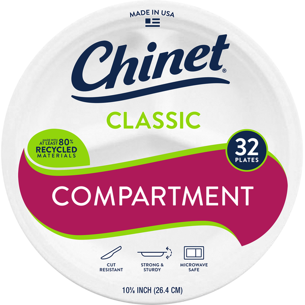Chinet Classic Compartment Plates - 10.375 Inch