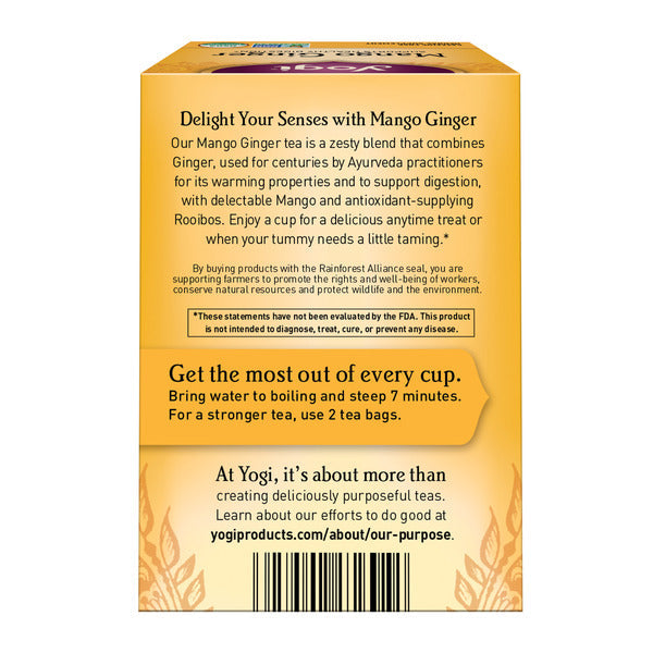 Yogi Tea Herbal Tea, Mango Ginger - Delicia Sin Cafeína