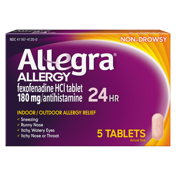 Comprimés de soulagement des allergies Allegra - Formule non somnolente de 24 heures