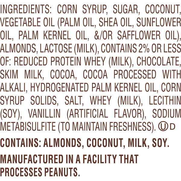 ALMOND JOY Chocolate de Coco y Almendra Tamaño Snack, 11.3 oz