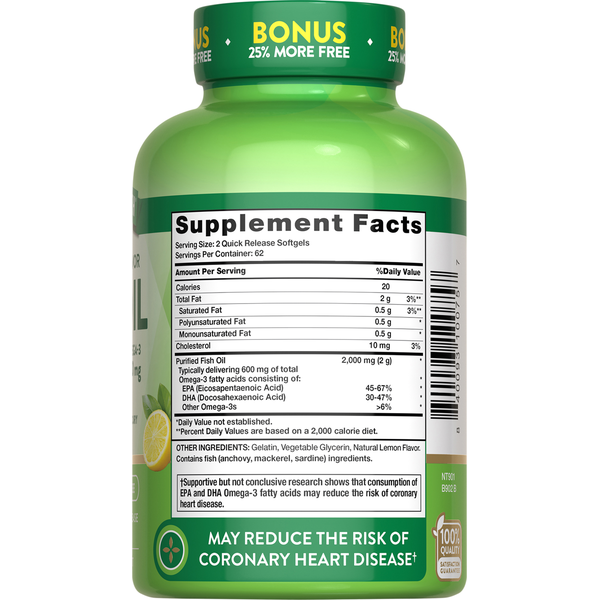 Nature's Truth Fish Oil Softgels with Lemon Flavor