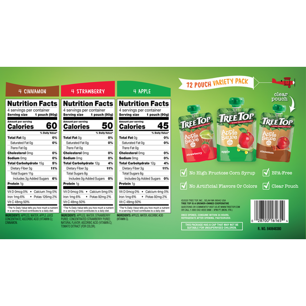 Paquete de Variedad de Salsa de Manzana Tree Top - Canela, Fresa y Manzana