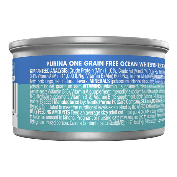 Purina ONE Nourriture humide pour chat sans grain - Recette de poisson blanc de l'océan