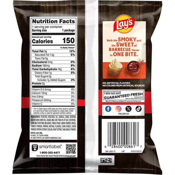 Papas Fritas Sabor Barbacoa Lay's - Tamaño Snack
