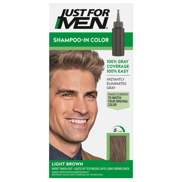 Kit de Coloración para Cabello Just For Men, Color Champú, Marrón Claro H-25