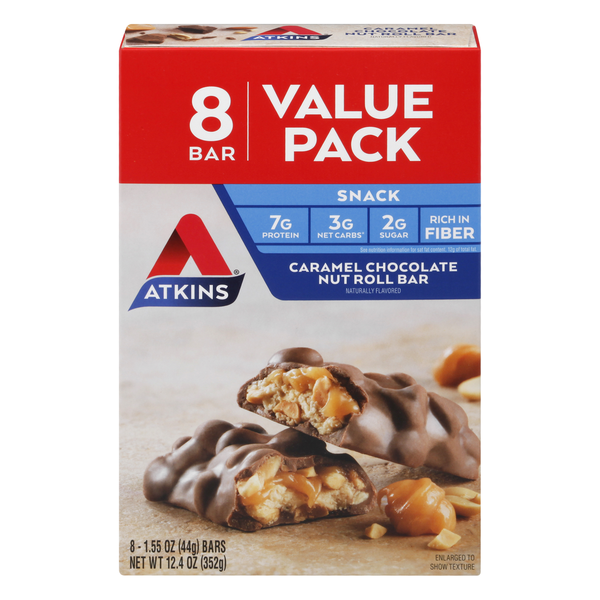 Atkins Caramel Chocolate Nut Roll Snack Bar - Value Pack