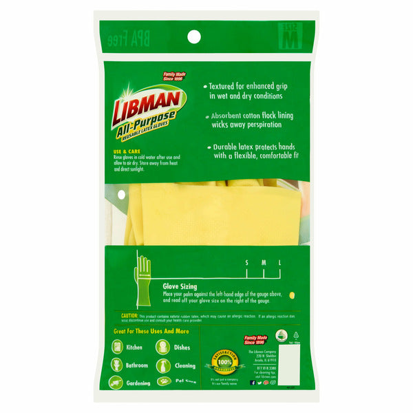 Libman All-Purpose Size M Reusable Latex Gloves