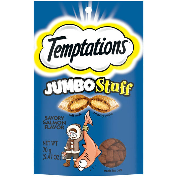 TEMPTATIONS Jumbo Stuff Crunchy Cat Treats - Saveur de Saumon Savoureux