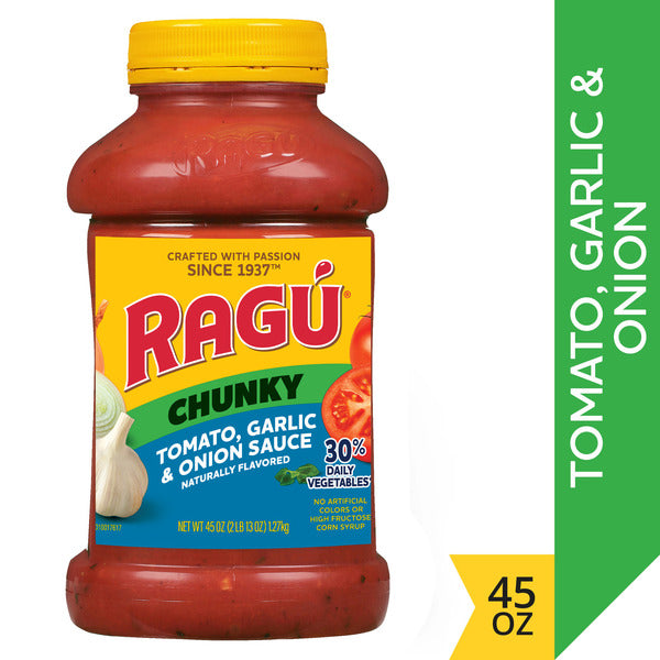 Sauce à Pâtes Ragu Chunky Tomate, Ail et Oignon - 45 oz