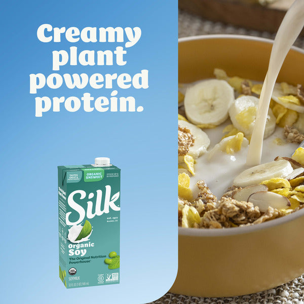 Silk Organic Unsweet Soy Milk - Dairy Free & Vegan, 32 FL OZ
