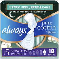 Serviettes hygiéniques Always Pure Cotton pour la nuit, taille 5, extra absorbantes