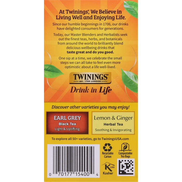 Sachets de thé noir aromatisé Lady Grey de Twinings